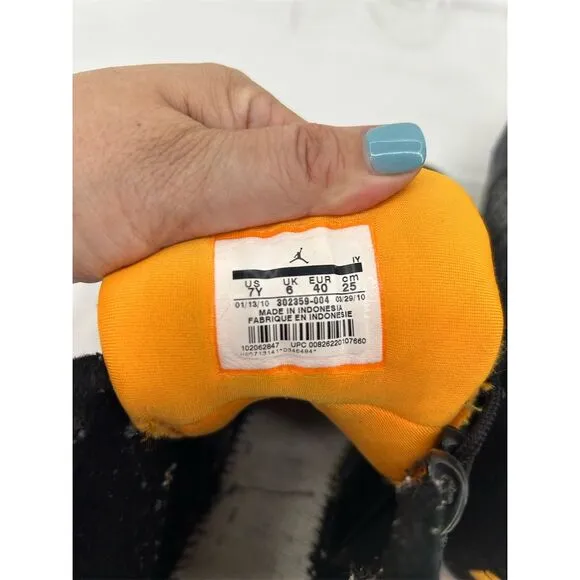 Air Jordan 9 Retro &quot;Citrus&quot; 2010 Black/Yellow Kids Sneaker Size 7Y 7 Youth