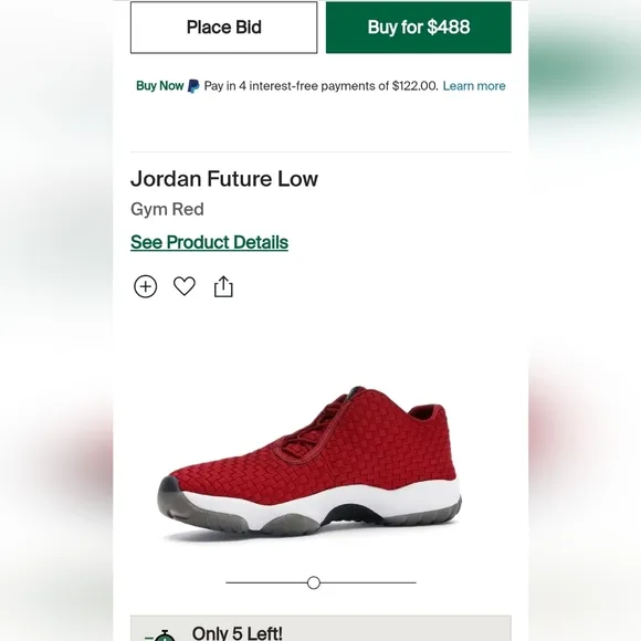 Air Jordan Future Low 2015 Bred 'Gym Red White' 10½Wo. (9M)