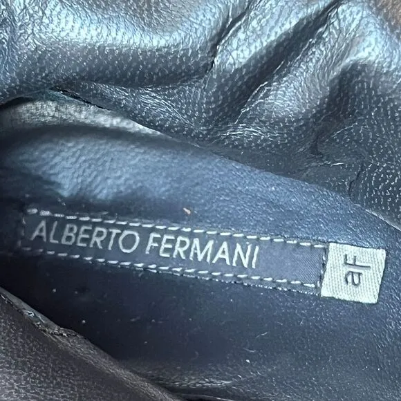Alberto Fermani Knee High Boots Suede Leather Brown Womens 7‎ EU 37