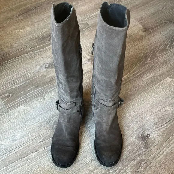 Alberto Fermani Knee High Boots Suede Leather Brown Womens 7‎ EU 37
