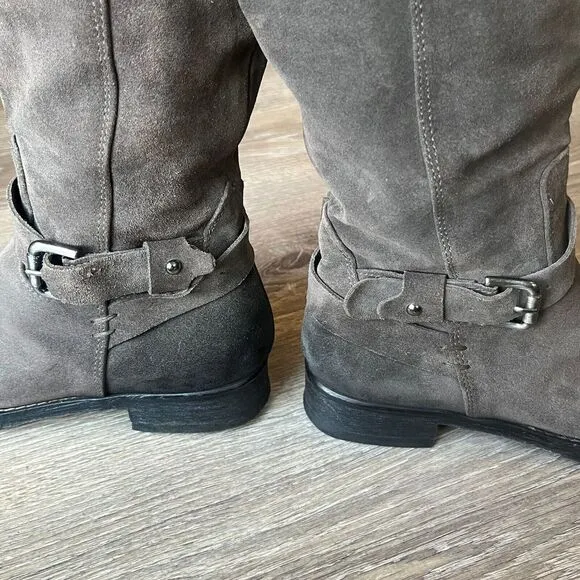 Alberto Fermani Knee High Boots Suede Leather Brown Womens 7‎ EU 37