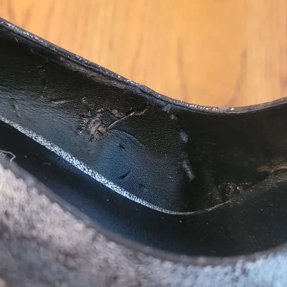 Aldo Black Cracked Genuine Leather Pointed Toe Blue Heels Shoes Stilletos