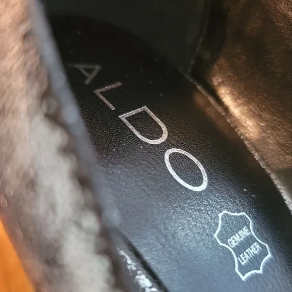 Aldo Black Cracked Genuine Leather Pointed Toe Blue Heels Shoes Stilletos