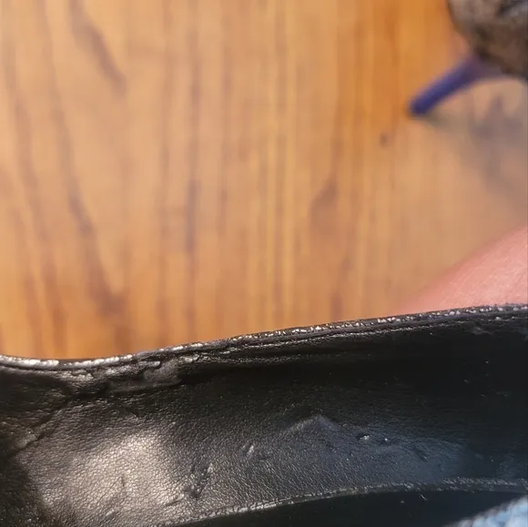 Aldo Black Cracked Genuine Leather Pointed Toe Blue Heels Shoes Stilletos