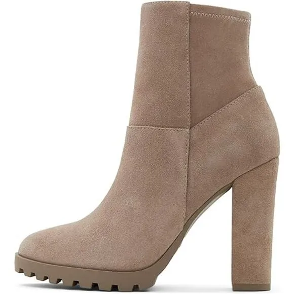 Aldo Leather Upper Tianah Ankle Modern Bootie Block Heel Tan Size 9 NWT