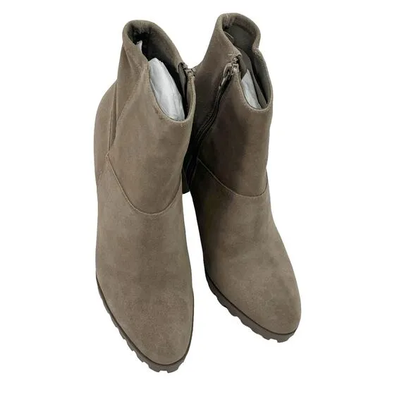 Aldo Leather Upper Tianah Ankle Modern Bootie Block Heel Tan Size 9 NWT