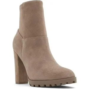 Aldo Leather Upper Tianah Ankle Modern Bootie Block Heel Tan Size 9 NWT