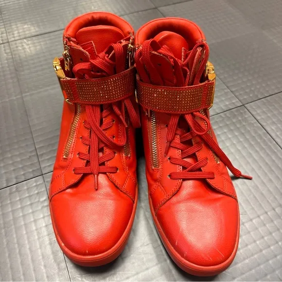ALDO ROGER MENS RED AND GOLD HIGH TOP SHOES SNEAKERS 7.5