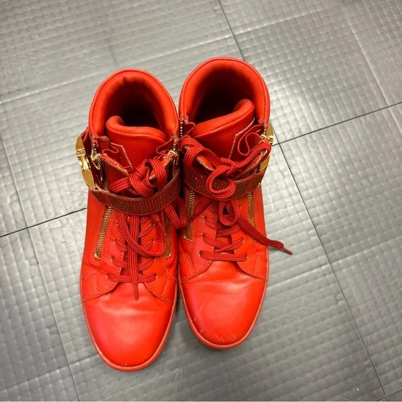 ALDO ROGER MENS RED AND GOLD HIGH TOP SHOES SNEAKERS 7.5