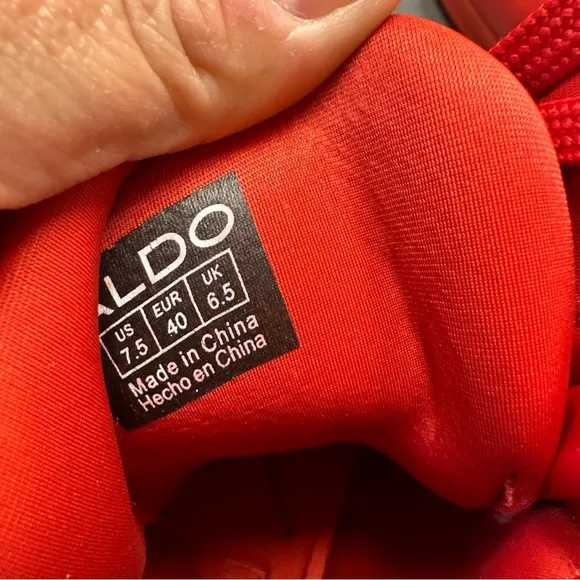 ALDO ROGER MENS RED AND GOLD HIGH TOP SHOES SNEAKERS 7.5
