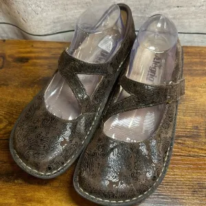 Alegria‎ Brown Leather Paisley Mary Jane Shoes Size 41