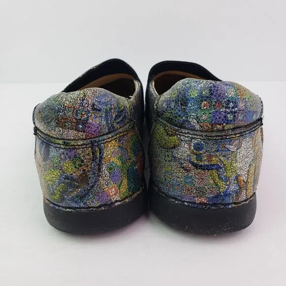Alegria Glee Gypsy Rose Womens Sz 8-8.5 Floral Metallic Multi Leather Clog Shoes