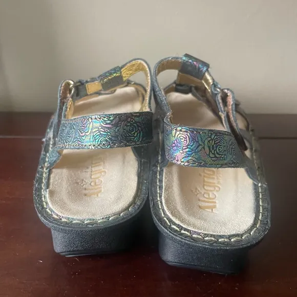 Alegria Kleo Abalone Rose Leather Metallic Sandals Comfort Shoes 38 8- 8.5 NEW