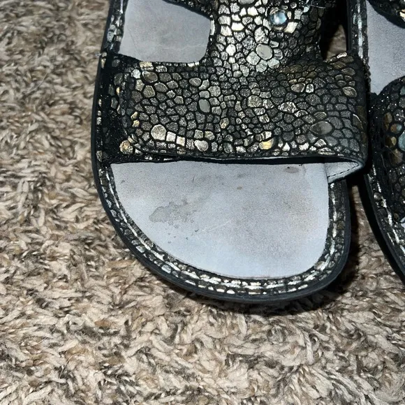 Alegria Metallic Shiny Strap Slip On Sandals Size 9
