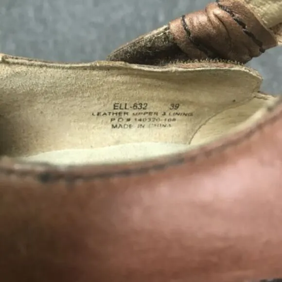 Alegria Women Ella 632 Saddle Mary Janes Shoes Brown Leather Hook &amp; Loop 39