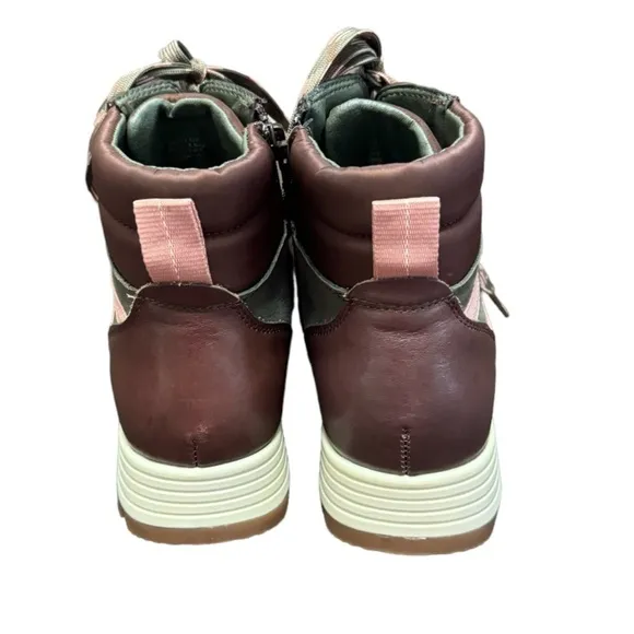 Alex Marie Thayla Maroon Olive Drab Leather / Suede Hi-Top Women Size 8.5