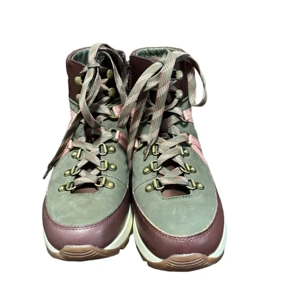 Alex Marie Thayla Maroon Olive Drab Leather / Suede Hi-Top Women Size 8.5