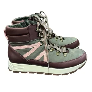 Alex Marie Thayla Maroon Olive Drab Leather / Suede Hi-Top Women Size 8.5