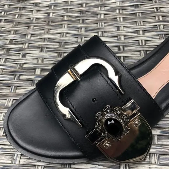 Alexander McQueen Jewel Leather Slide Sandal 36.5