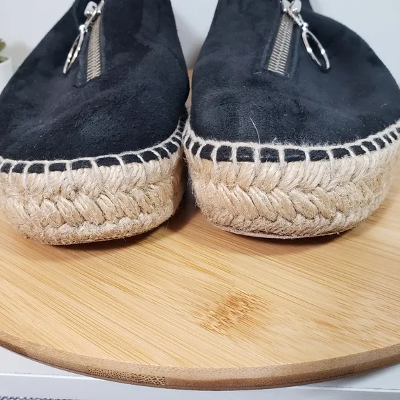 ALEXANDER WANG Devon black suede zip front espadrille sneakers