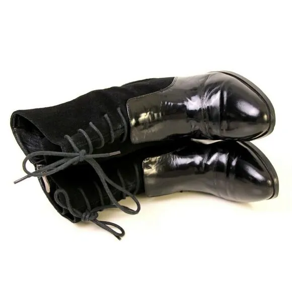 ALEXANDER WANG LACE UP BLACK GENUINE SUEDE LEATHER LOW HEEL ANKLE BOOTS SHOES 36