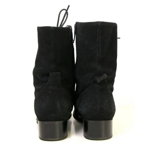 ALEXANDER WANG LACE UP BLACK GENUINE SUEDE LEATHER LOW HEEL ANKLE BOOTS SHOES 36
