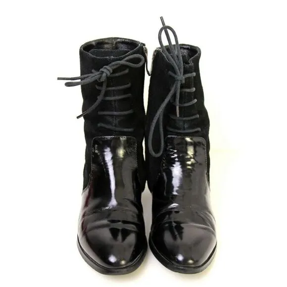 ALEXANDER WANG LACE UP BLACK GENUINE SUEDE LEATHER LOW HEEL ANKLE BOOTS SHOES 36
