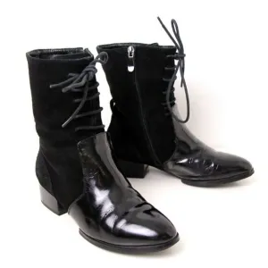 ALEXANDER WANG LACE UP BLACK GENUINE SUEDE LEATHER LOW HEEL ANKLE BOOTS SHOES 36