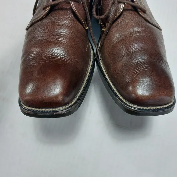 ALFANI Men's Soft Brown Leather Lace-up Boots Size 8M