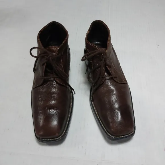 ALFANI Men's Soft Brown Leather Lace-up Boots Size 8M