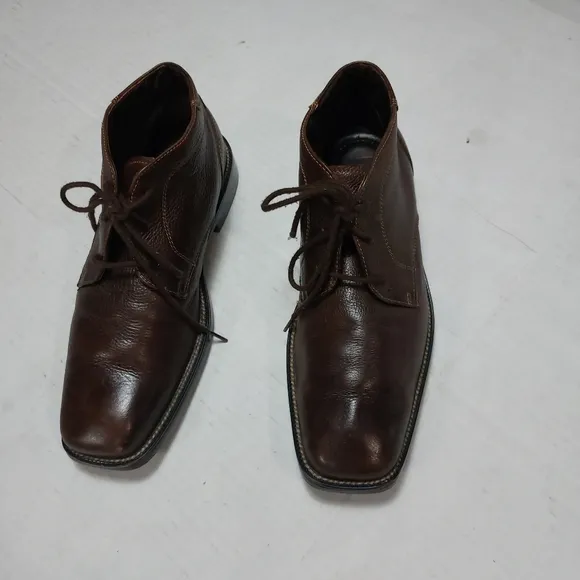 ALFANI Men's Soft Brown Leather Lace-up Boots Size 8M