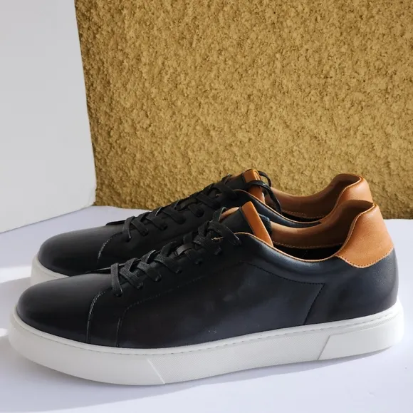 Alipasinm Men's Black Leather Business Casual Sneakers Shoes Size 13