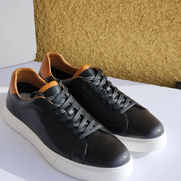 Alipasinm Men's Black Leather Business Casual Sneakers Shoes Size 13