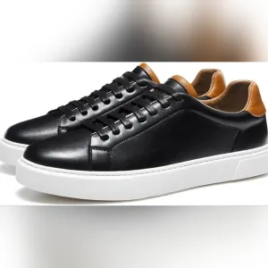 Alipasinm Men's Black Leather Business Casual Sneakers Shoes Size 13