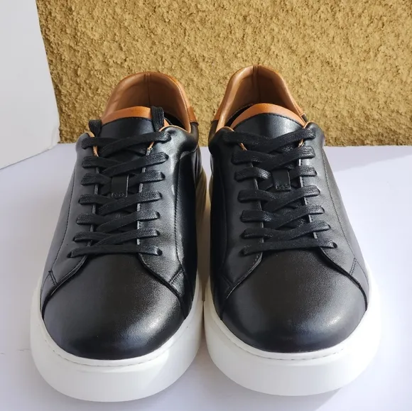 Alipasinm Men's Black Leather Business Casual Sneakers Shoes Size 13