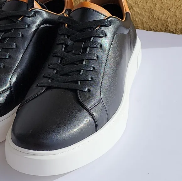 Alipasinm Men's Black Leather Business Casual Sneakers Shoes Size 13