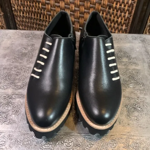 All Black Women’s Black Leather Zip Side Shoes Size 38