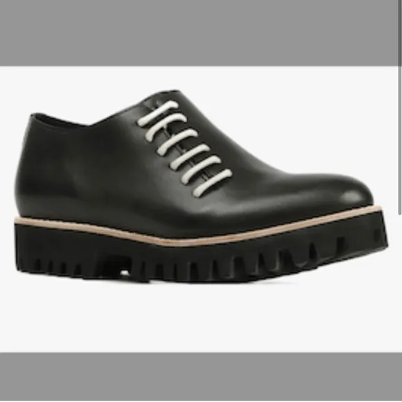 All Black Women’s Black Leather Zip Side Shoes Size 38