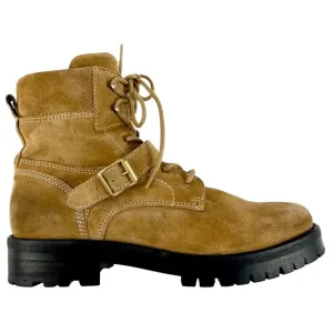 ALL SAINTS Combat Boots Lace-up w/ Buckle, Suede Paulina Worn Once EU 41 / US 11