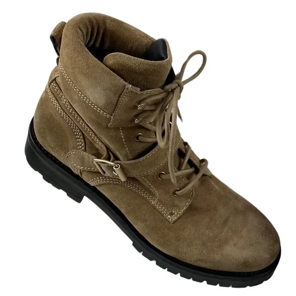 ALL SAINTS Combat Boots Lace-up w/ Buckle, Suede Paulina Worn Once EU 41 / US 11