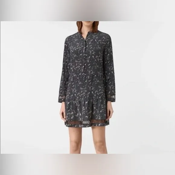 All Saints Lin Blume Silk Floral Dress