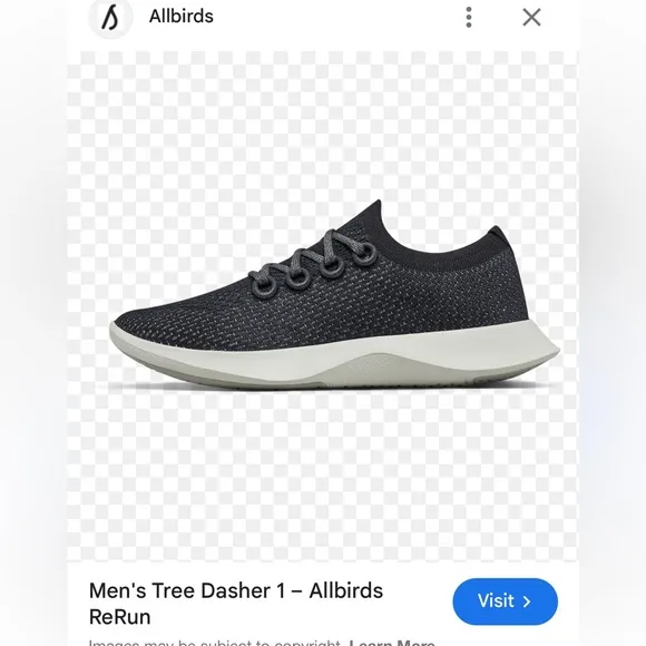 allbirds ReRun a 1Men's Tree Dasher 1 size 8 $125 Thunder (White Sole) new
