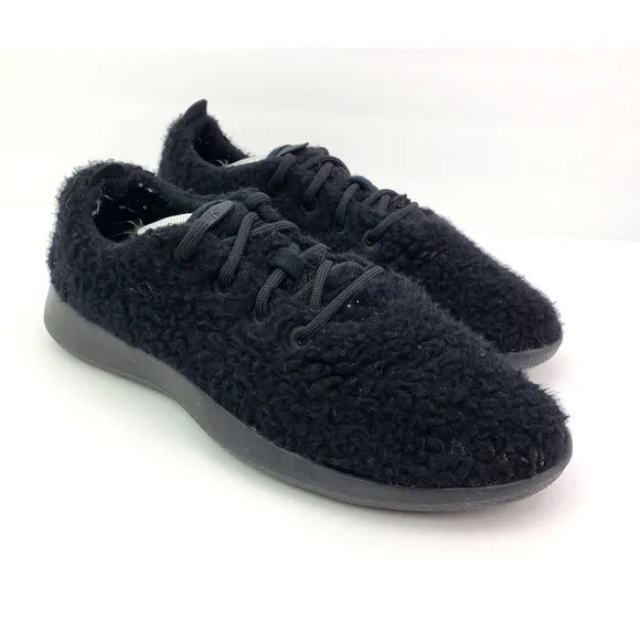 Allbirds Wool Runner Mens Size 9 Black Fluff Fuzzy Lace Up Sneaker Shoes