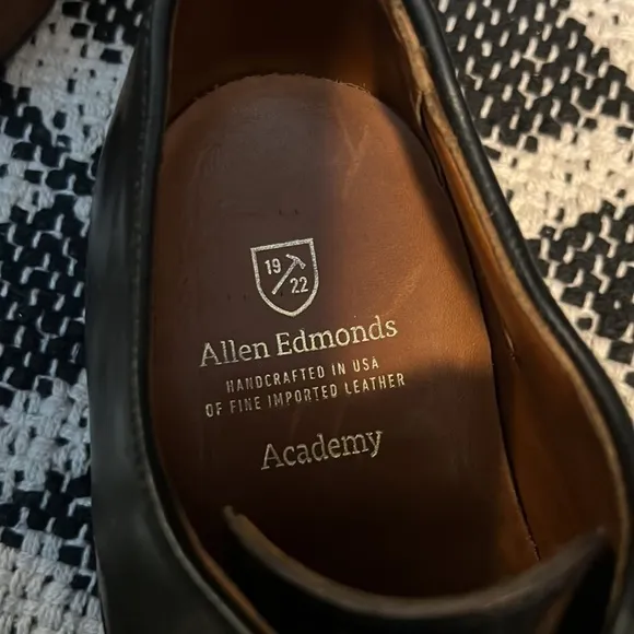ALLEN EDMONDS Black Leather academy Oxford Casual Mens Shoes
