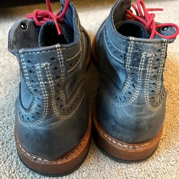 Allen Edmonds Neumok Mens Navy Leather Wingtip Red Lace Oxford Shoes C563