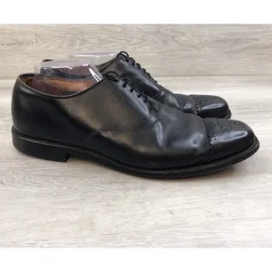 Allen Edmonds Sanford Men's 11.5 D Black Leather Cap Toe Brogue Derby Shoes