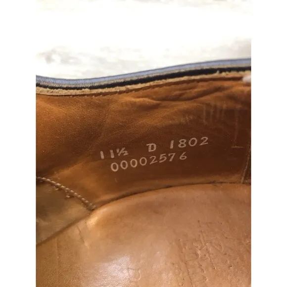 Allen Edmonds Sanford Men's 11.5 D Black Leather Cap Toe Brogue Derby Shoes