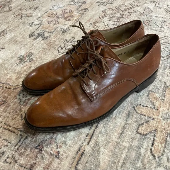 Allen Edmunds Corsico Made In Italy Brown Leather Oxford Shoes in Men’s Size 12