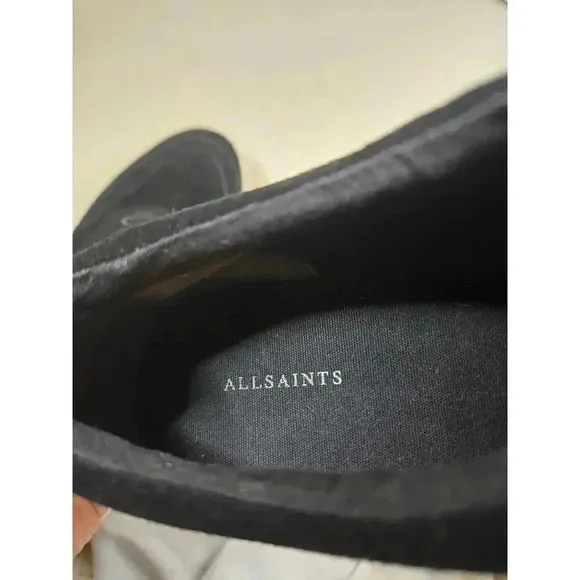 Allsaints Mercia Suede Black Plataform Sneakers Size 40