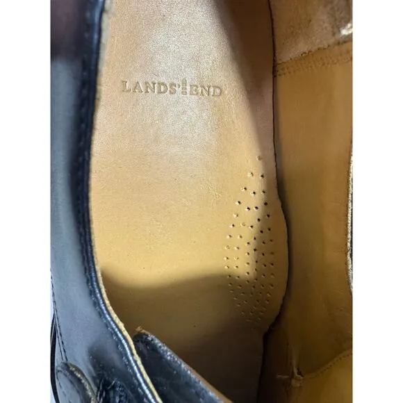 &quot;LANDS END&quot; Leather Black Buckle Shoe Size 10 Slip On Dress Shoes Mens